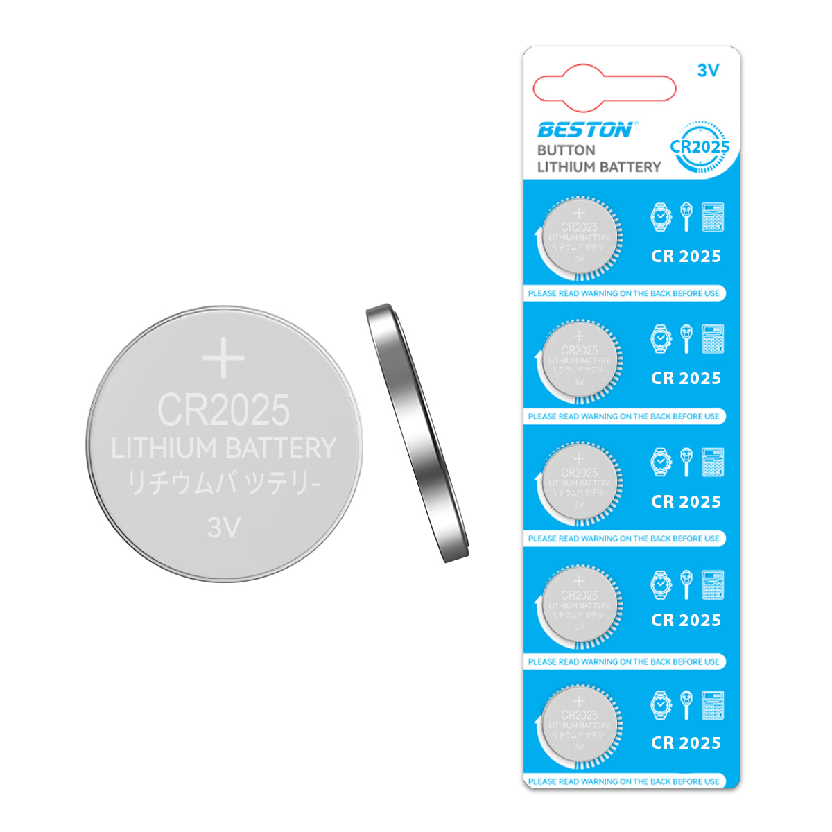 Beston CR2025 Button Cell Lithium Battery Li-ion Coin 3V 3 Volts (Pack of 5)