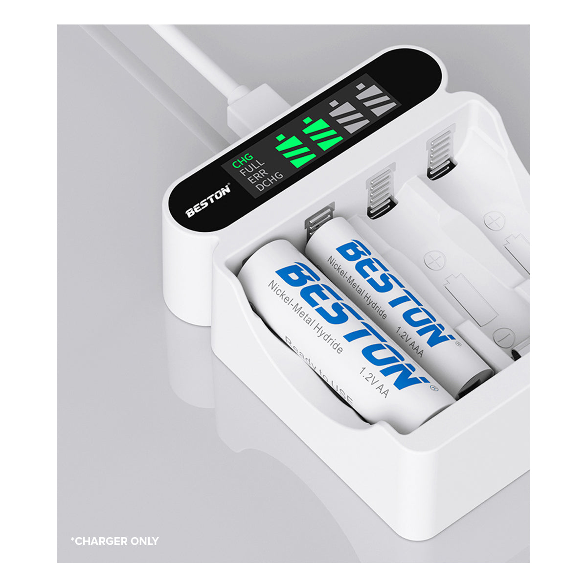Beston C9023 LED C9023L Smart LCD 4 Bay Charger with Micro USB Cable for Ni-MH AA AAA Battery