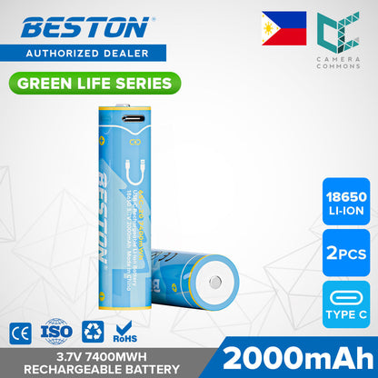 Beston Green Life Series AA AAA C D 9V 16340 18650 Li-ion Rechargeable Battery Type C