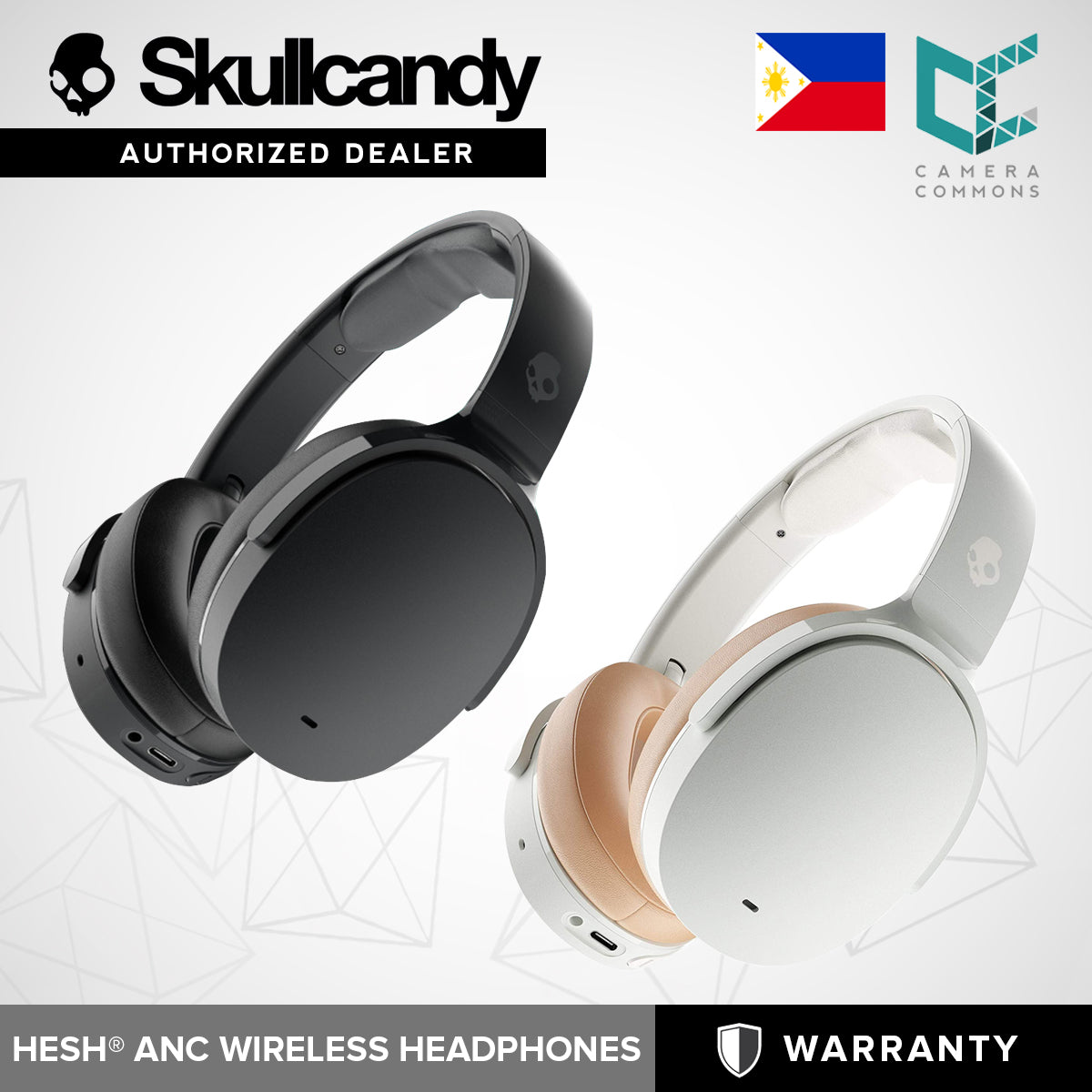 SkullCandy Hesh® ANC Noise Canceling Wireless Headphones Black Mod White