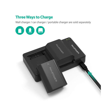 RAVPower NP-FZ100 Camera Battery Charger with 2pcs Batteries Set for Fujifilm Fuji Cameras NPFZ100
