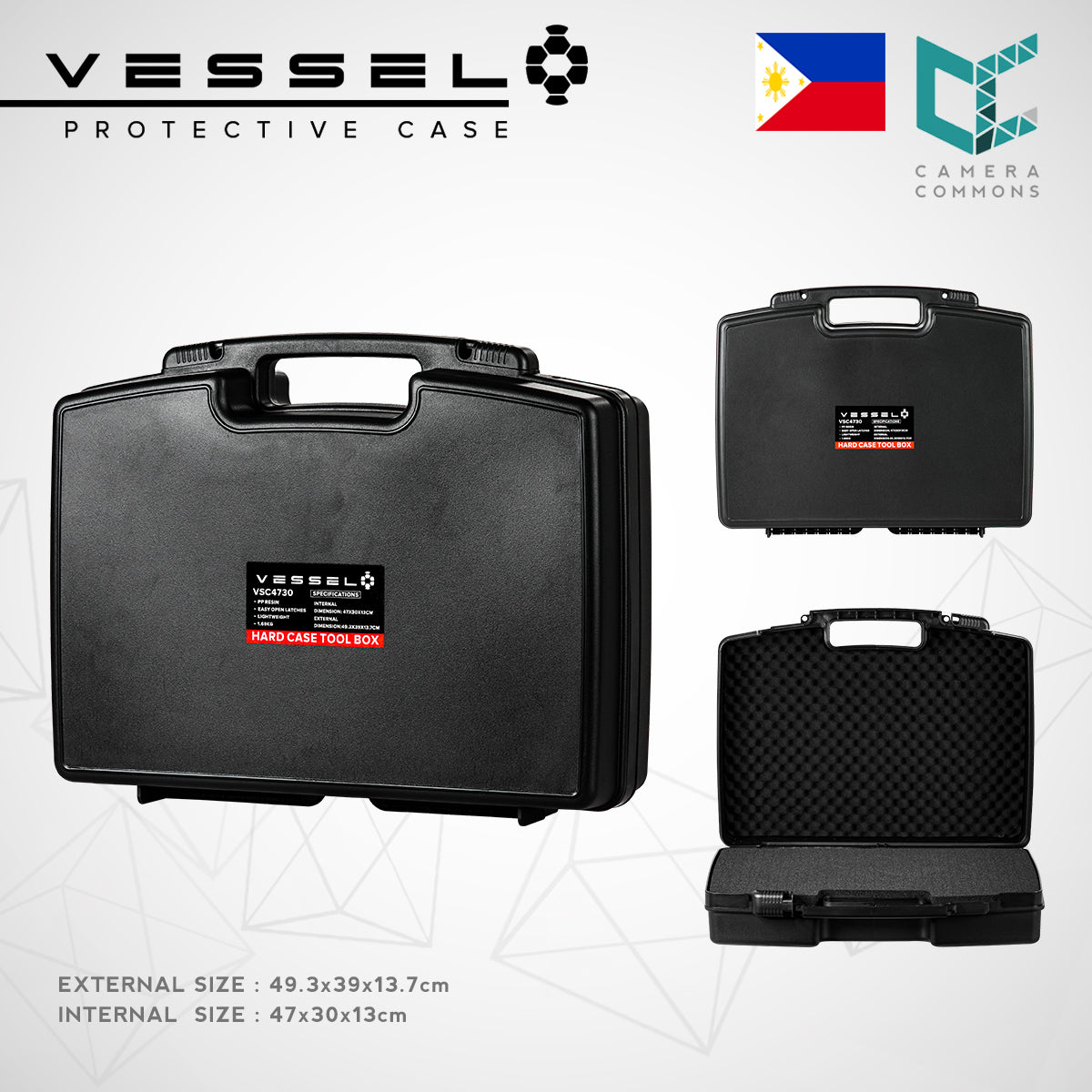 VESSEL VSC4730 Portable Hard Case for Photography, Equipment, Instruments and other devices
