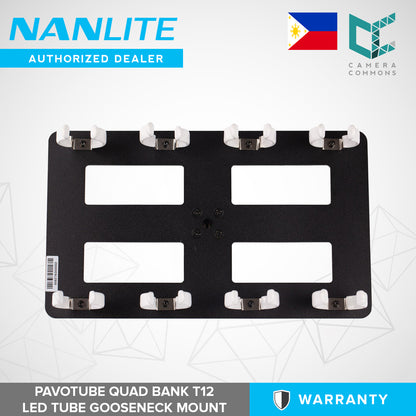 Nanlite Pavotube Quad Bank 4 T12 LED Tube Mount with Gooseneck and 5/8in Receiver HD-T12-4-BHG