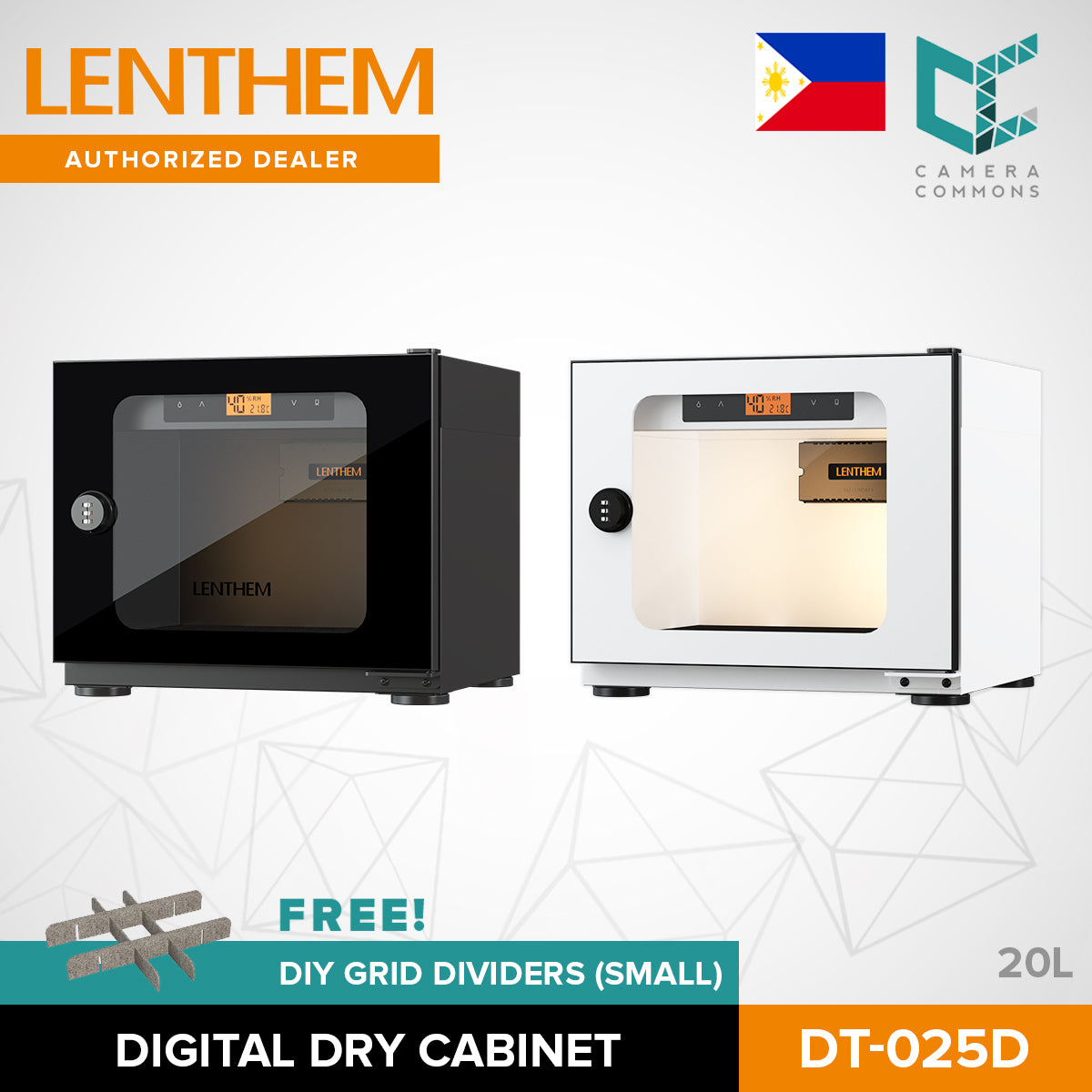 LENTHEM Dry Cabinet Box Storage DT Series Electronic Moisture-Proof Photo Equipment for Camera Lens with Mechanical Lock DT-025D DT-035D DT-045D DT-055D DT-075D DT-095D