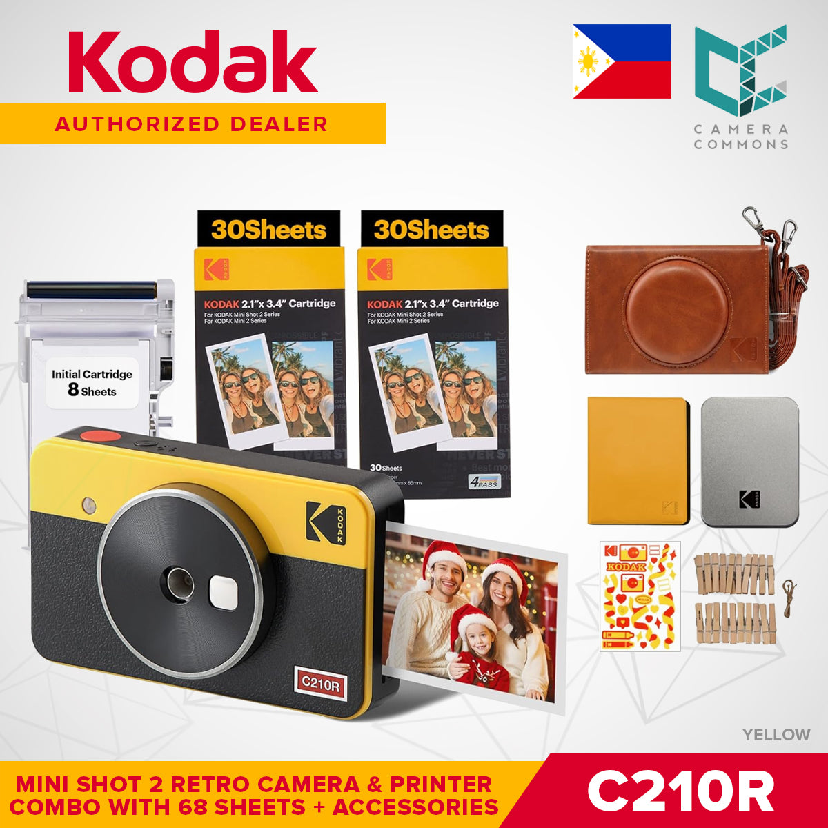 Kodak Mini Shot 2 Retro 2.1"x3.4" Camera and Printer Combo LCD Display 4PASS Print C210R