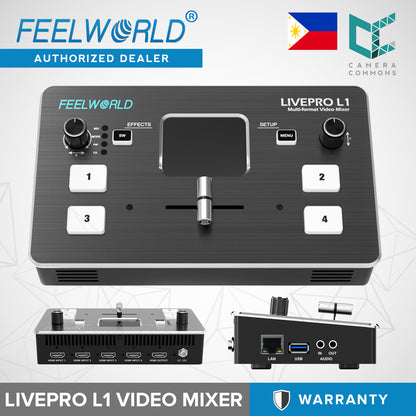 FEELWORLD Livepro L1 Plus V1 Multi Camera Video Mixer Switcher LCD Screen 4 HDMI Input USB3.0 Live Stream