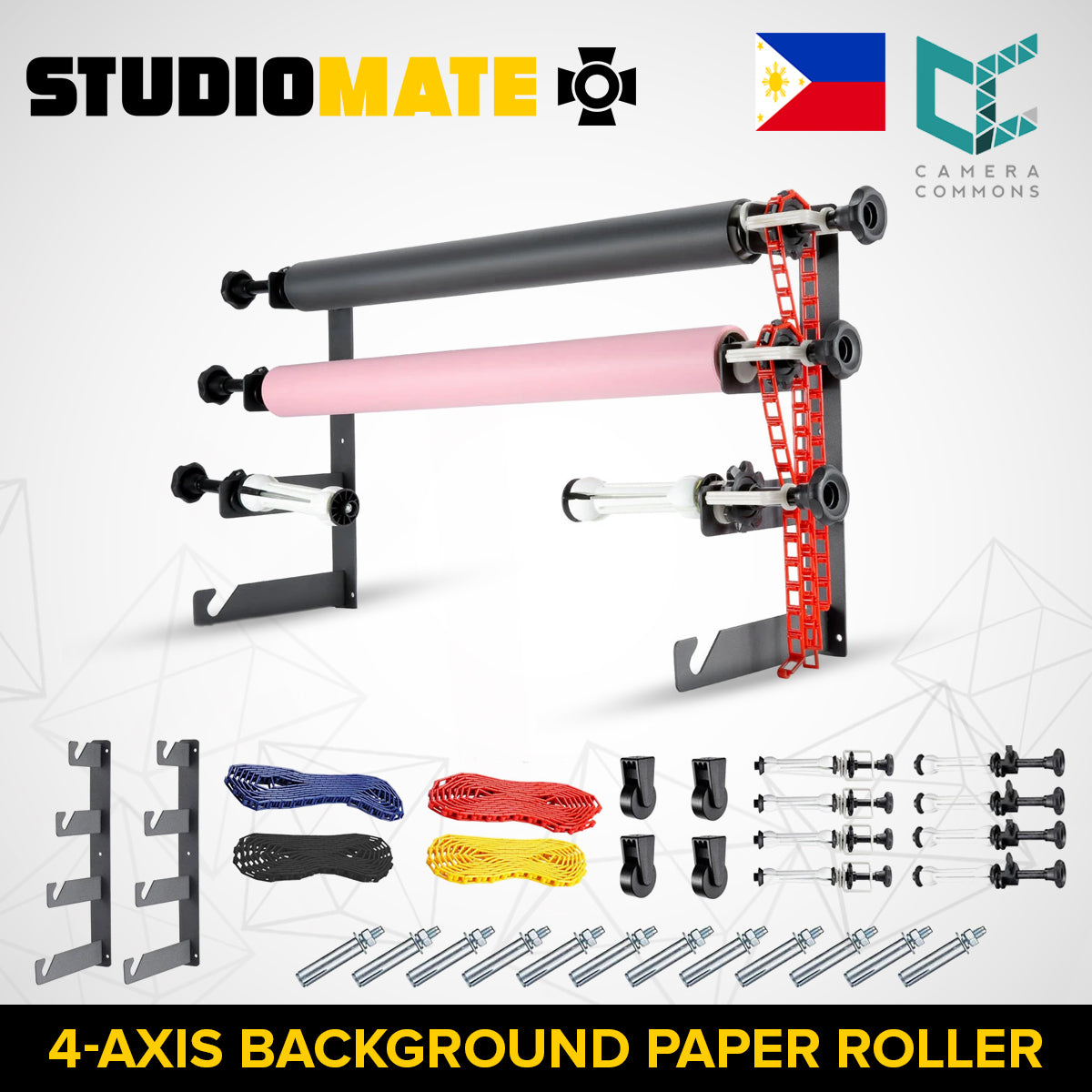 STUDIOMATE SM11 4 Axis Background Roller for Photography Studio Seamless Backdrop Holder | Axis Only | Studio Accessories