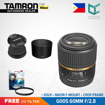 Tamron G005 SP 60mm f/2 Di II 1:1 Macro Prime Lens for Nikon DSLR F Mount Crop Frame