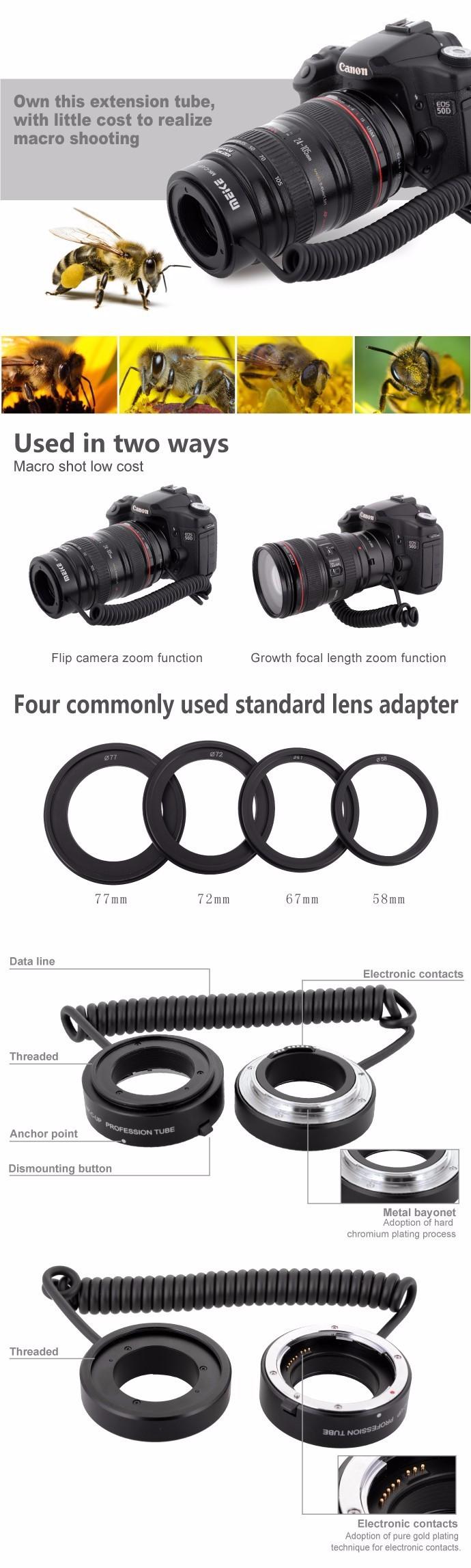 MEIKE MK-C-UP Auto Macro Extension Tube AF Reverse Adapter for Canon DSLR Camera