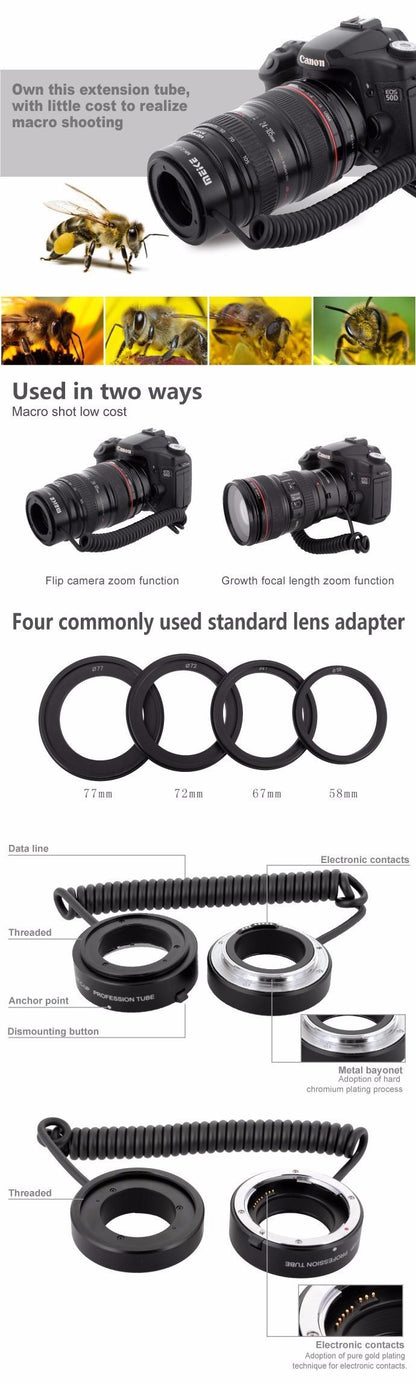MEIKE MK-C-UP Auto Macro Extension Tube AF Reverse Adapter for Canon DSLR Camera