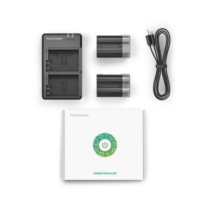 RAVPower EN-EL15 Camera Battery Charger with 2pcs Batteries Set for Nikon Cameras ENEL15