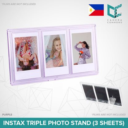 Acrylic Triple Picture Frame Photo Stand 3 in 1 Accessories for Fujifilm Instax Instant Mini Films (3 Sheets)