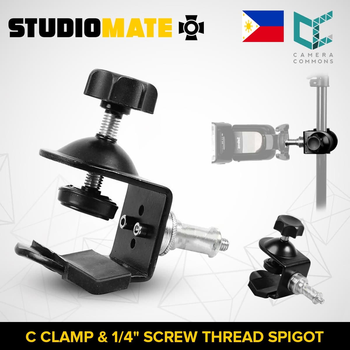 STUDIOMATE SM9 U Clamp Bracket with 1/4" Metal Screw Thread for Studio Photography