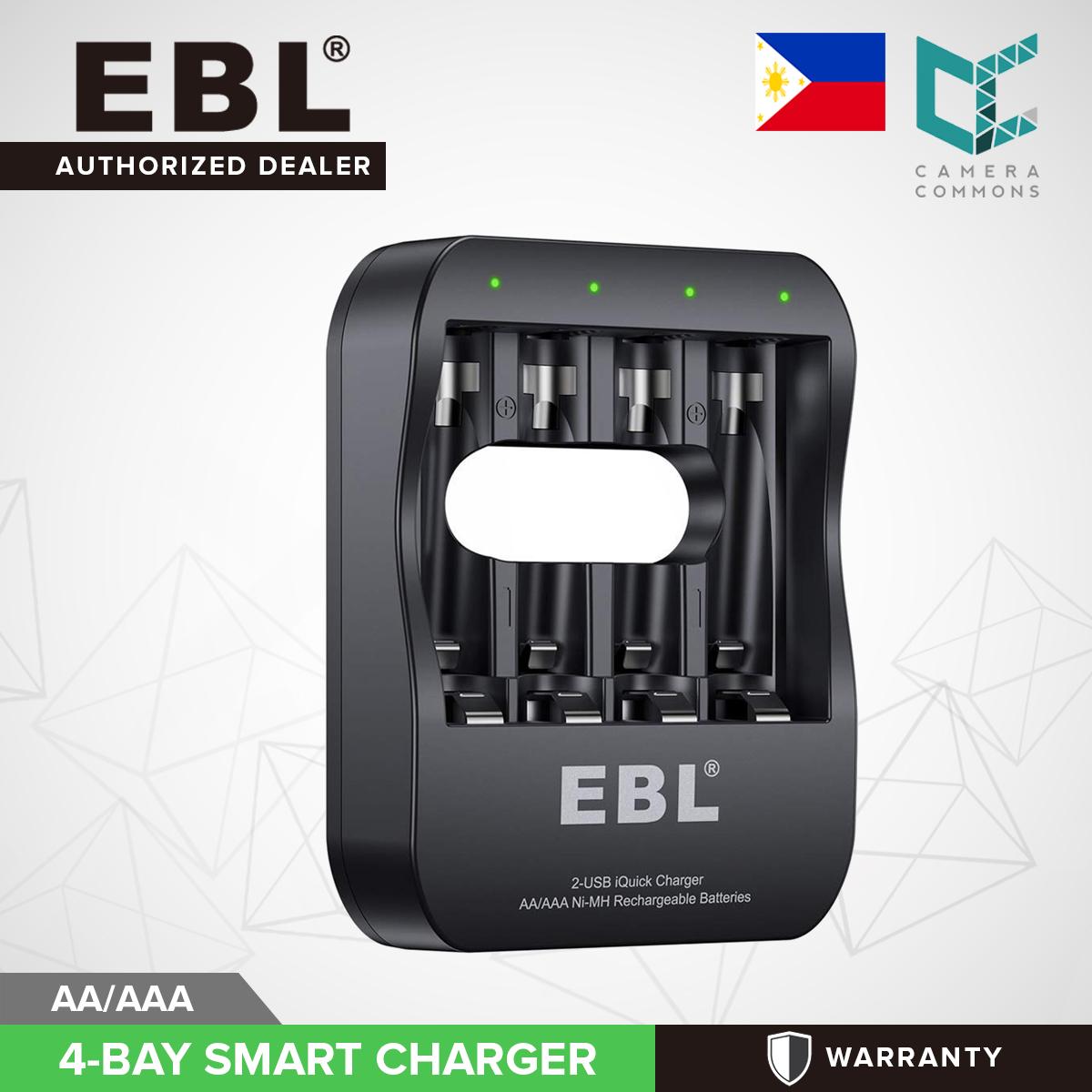 EBL 4 Bay Smart Battery Charger for AA AAA Ni-MH Rechargeable Batteries NiMh Camera Commons PH