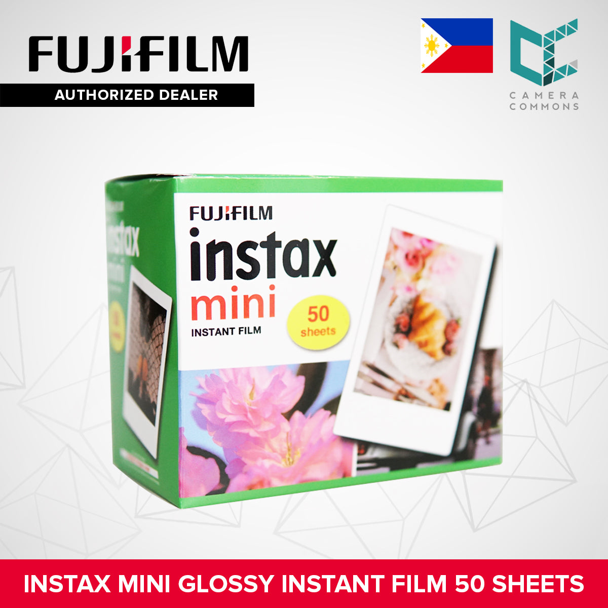 FUJIFILM Instax Mini Glossy Plain Instant Film (50 Sheets)