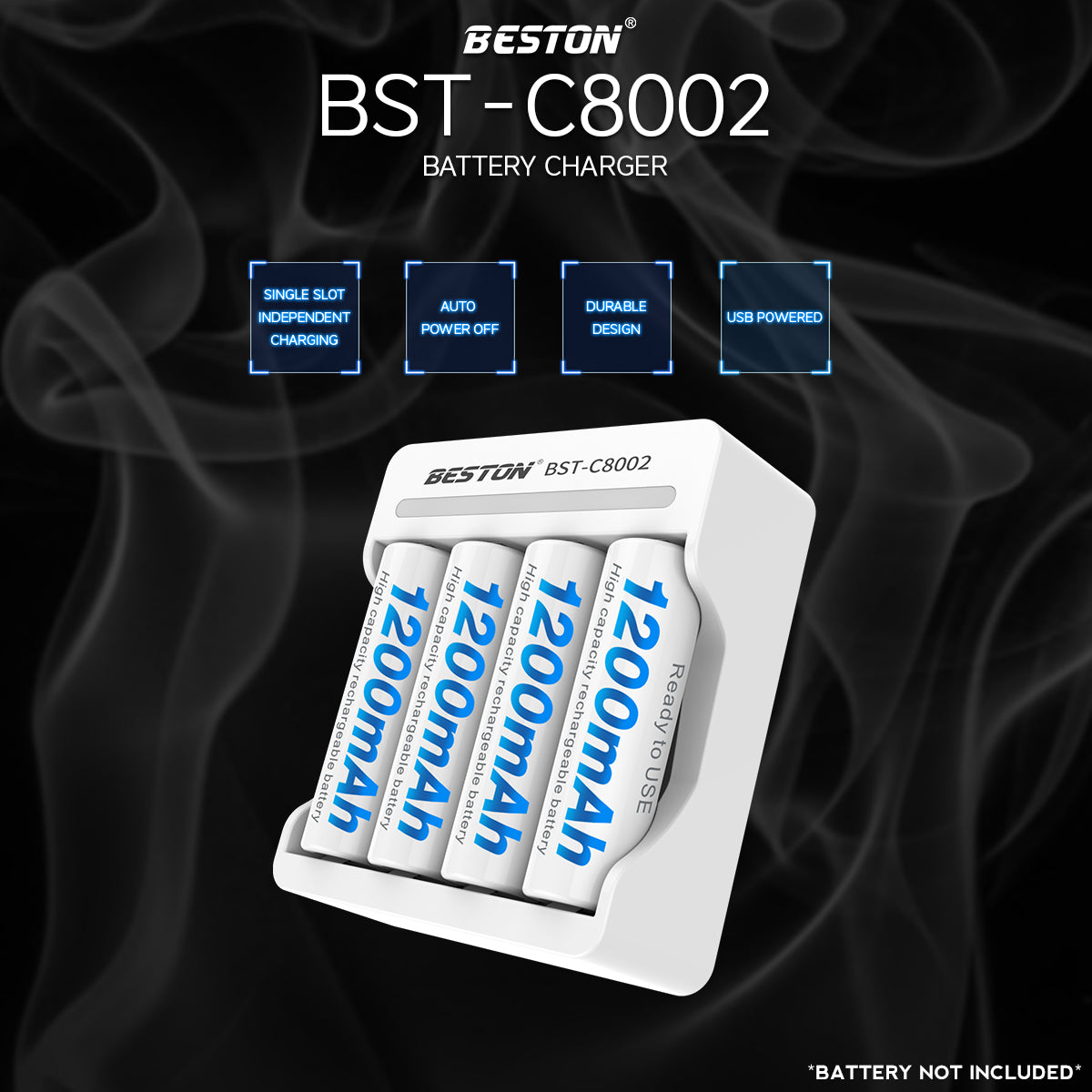 Beston C8002 4-Bay Charger Battery Charger for AA / AAA Rechargeable Battery BST-C8002