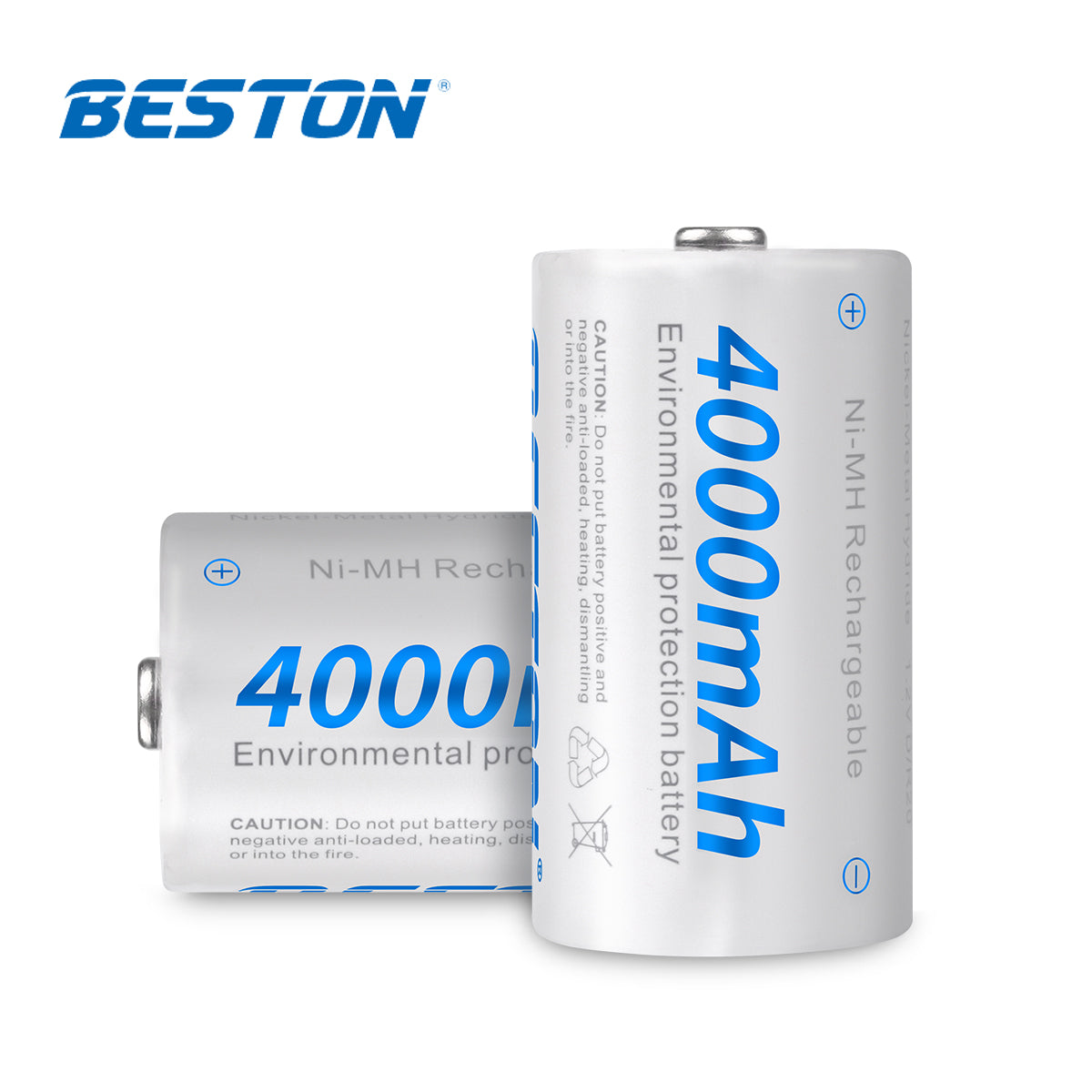 Beston Pack of 2pcs C size 4000mAh Rechargeable Battery