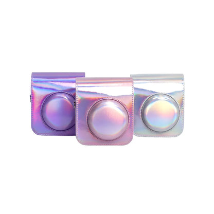 Leather Holographic Iridescent Shiny Case Cover Plain Color for Fujifilm Instax Mini 12 Camera