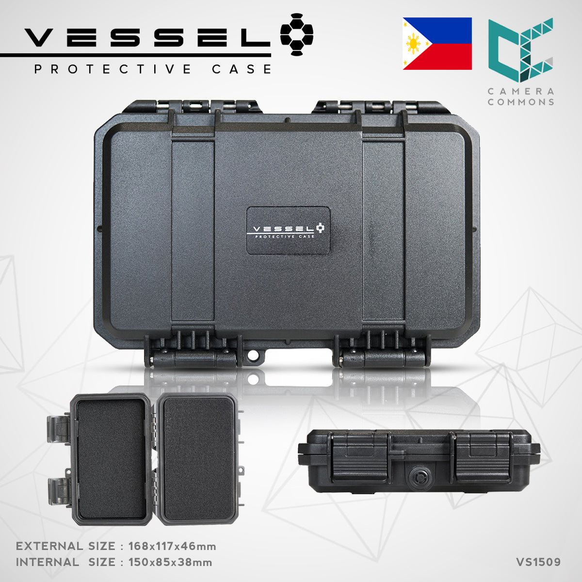 Vessel PICO VS1509 VS1509H VS1509T Portable Military Style Waterproof Small Hard Case for Smart Phone, Electronics, Console, Radio, Camera Batteries