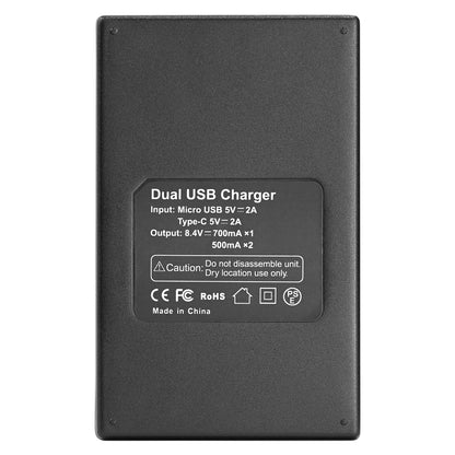 BESTON LP-E6 LCD Dual USB Charger (Micro USB Type-C) for Canon Camera Batteries LPE6