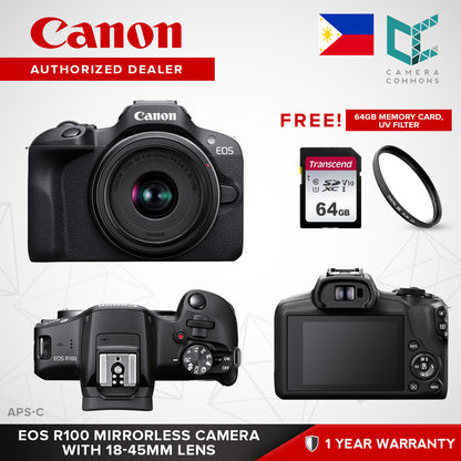 Canon EOS R100 Mirrorless Camera with 18-45mm Lens APS-C 4K 24p DIGIC 8 Image Processor