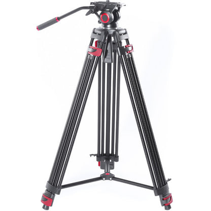 Miliboo MTT602A Professional Aluminum Video Tripod with 65mm Fluid Head and Mid-Level Spreader
