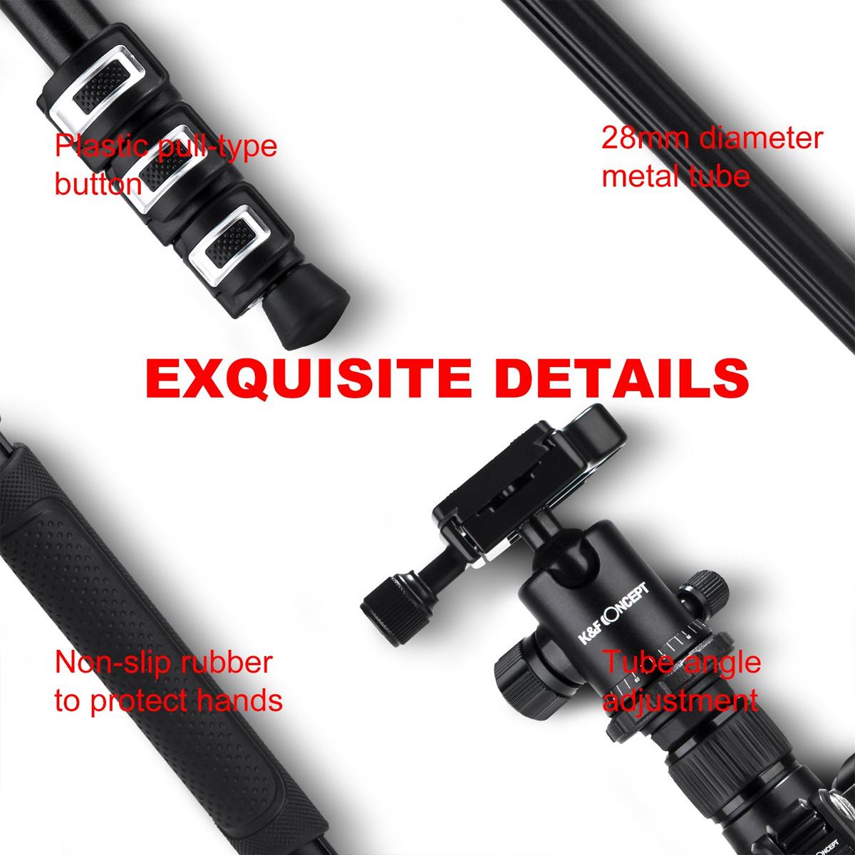 K&F Concept TM2324 II Foldable Lightweight Aluminum Tripod Travel Professional Photography Tripod for Mirrorless DSLR Cameras TM2324II - KF09.040