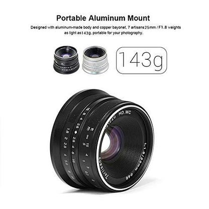 7artisans 25mm f/1.8 Manual Focus Prime Fixed Lens for Olympus and Micro Four Thirds MFT M4/3 Cameras