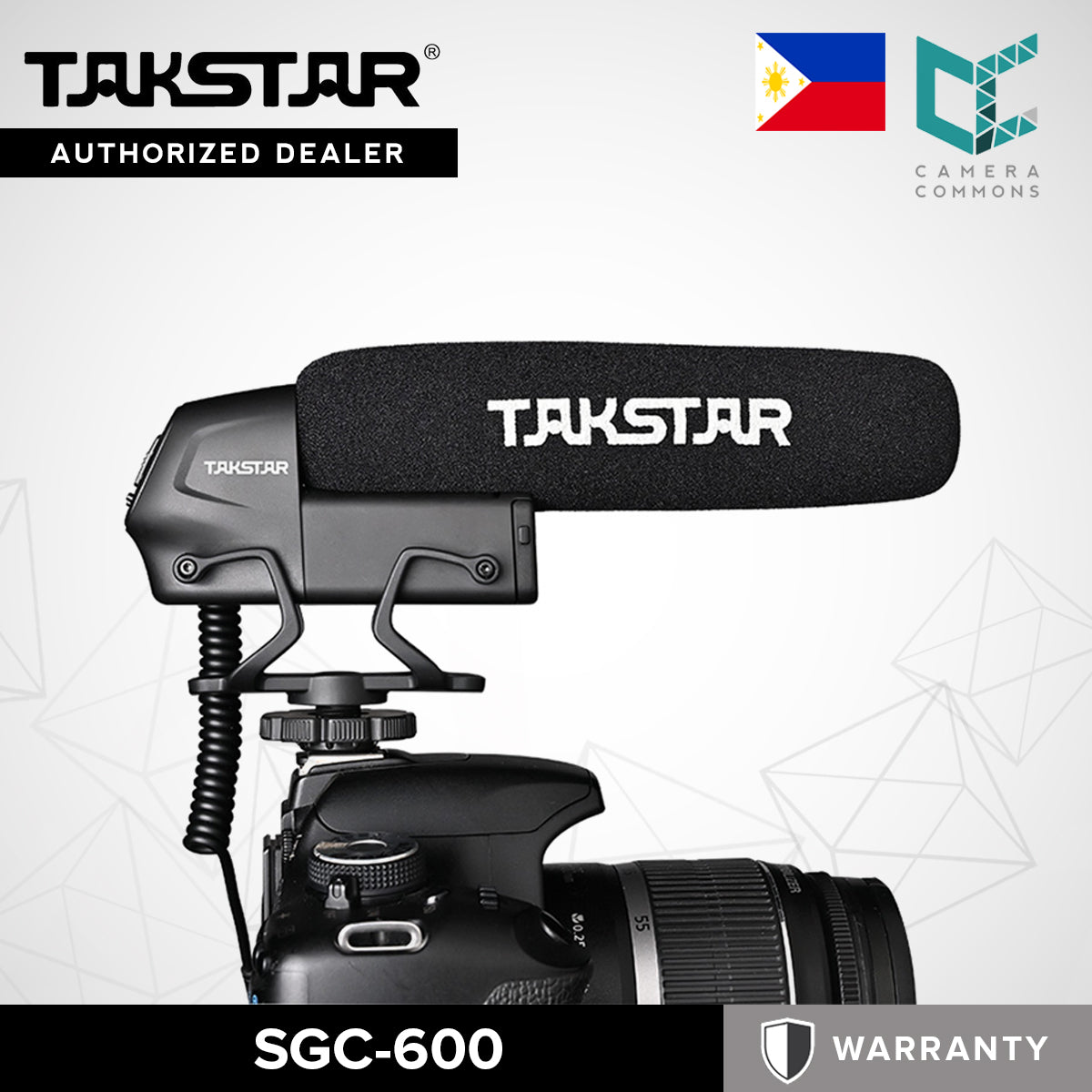 Takstar SGC-600 On-Camera Condenser Interview Microphone Mic 3-Level Gain Control SGC 600