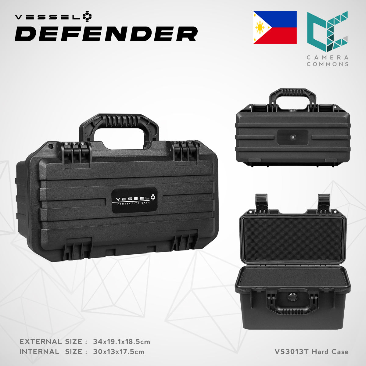 VESSEL DEFENDER VS3013T Portable Hard Case Waterproof for Photography, Equipment, Instruments and other devices