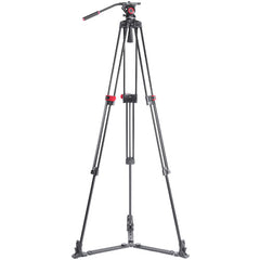 Miliboo MTT605A Professional Aluminum Video Tripod with Fluid Head and Ground Spreader Heavy Duty