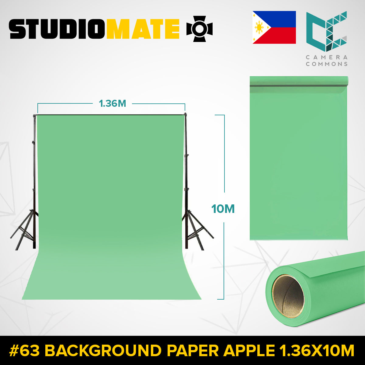 Studiomate Seamless Photography Videography Backdrop Background Paper 1.36x10m / 4.46 x 32 ft Studio Equipment
