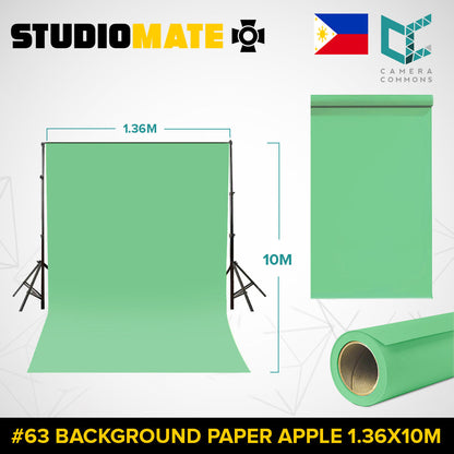 Studiomate Seamless Photography Videography Backdrop Background Paper 1.36x10m / 4.46 x 32 ft Studio Equipment