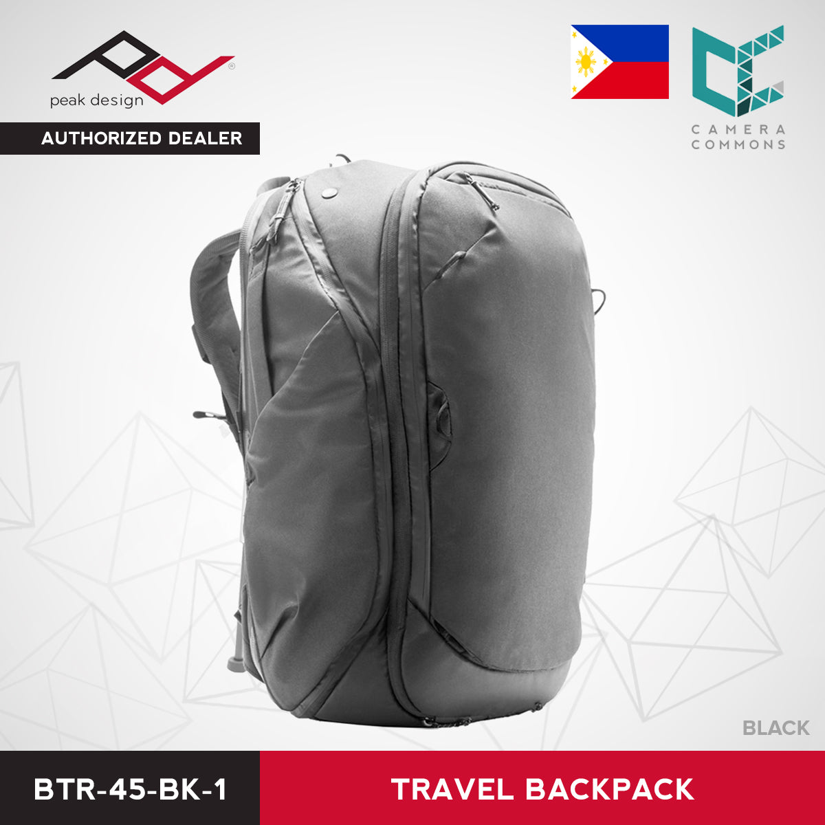 Peak Design Travel Backpack Bag 45L Black Sage