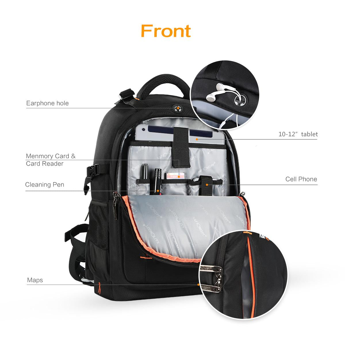 K&F Concept Nylon Multifunctional Large DSLR Camera Backpack for DSLR Mirrorless Camera Travel Photography Bag - KF13.025 CITYPAK LARGE