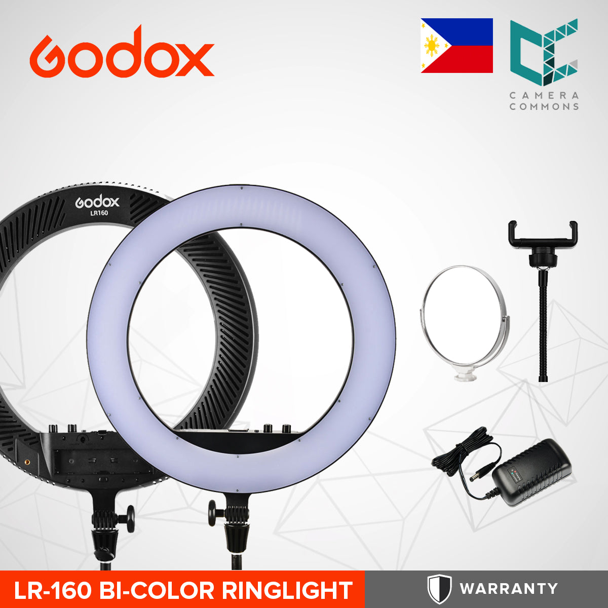 Godox LR-160 LED Bi-Color Ring Light 19.4" 49.3cm 160 LEDs Fill Light for Photography Vlogging Makeup LR160