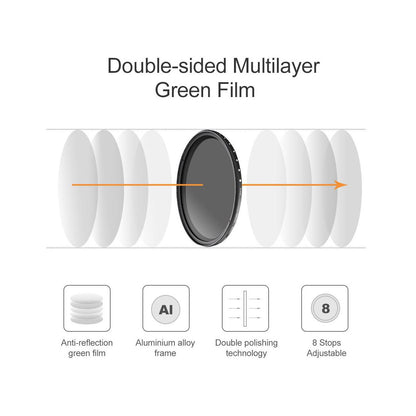 K&F Concept ND2-400 52mm Neutral Density Fader Variable ND Filter Adjustable ND2 ND4 ND8 ND16 ND32 to ND400