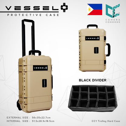 VESSEL CC1 Trolley Hard Case Camera Photography Equipment Case with Wheels (Black)