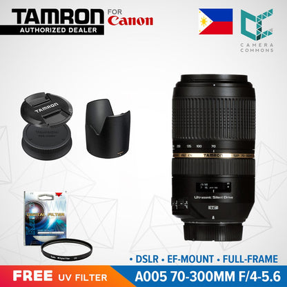Tamron A005 SP 70-300mm f/4-5.6 Di VC USD Telephoto Zoom Lens for Canon DSLR EF Mount Full Frame