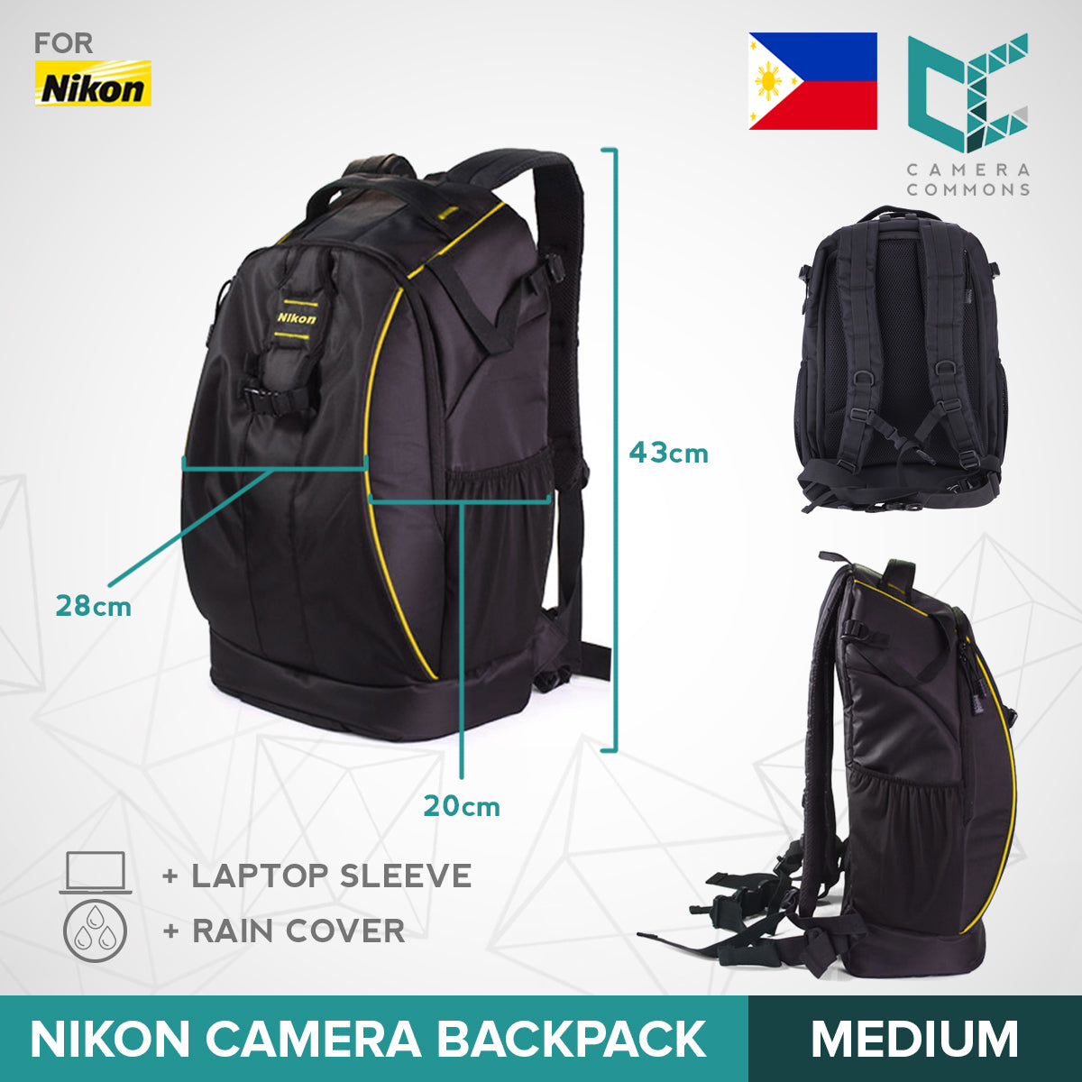 Nikon Camera Backpack Medium Bag with Free Rain Cover and Laptop Sleeve for Photography