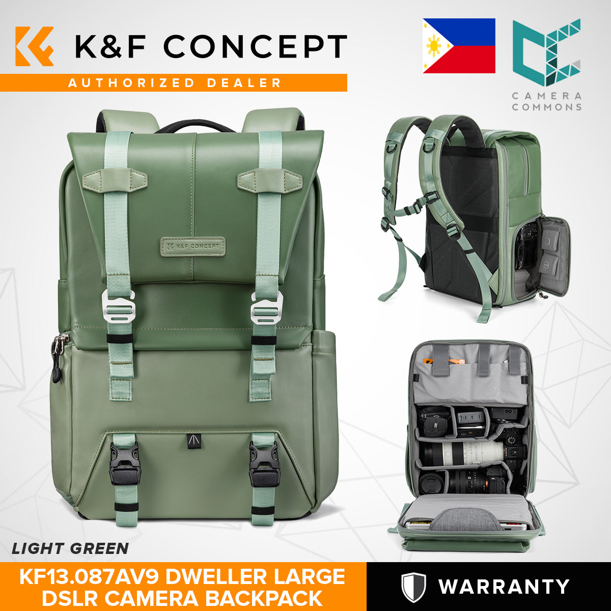 K&F Concept Dweller Black Professional DSLR Camera Bag Backpack 15.6" with Rain Cover KF13.087AV KF13.087AV5
