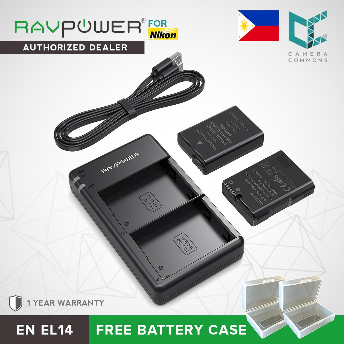 RAVPower EN-EL14 Camera Battery Charger with 2pcs Batteries Set for Nikon Cameras ENEL14