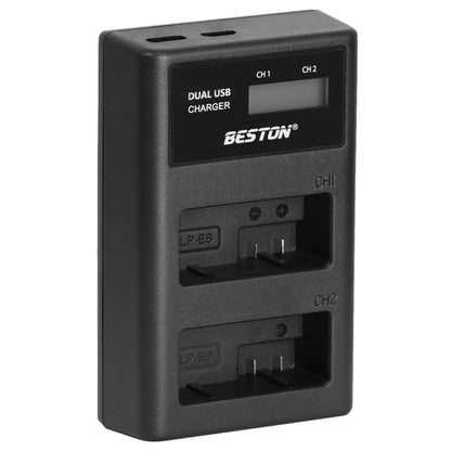 BESTON LP-E8 LCD Dual USB Charger (Micro USB Type-C) for Canon Camera Batteries LPE8