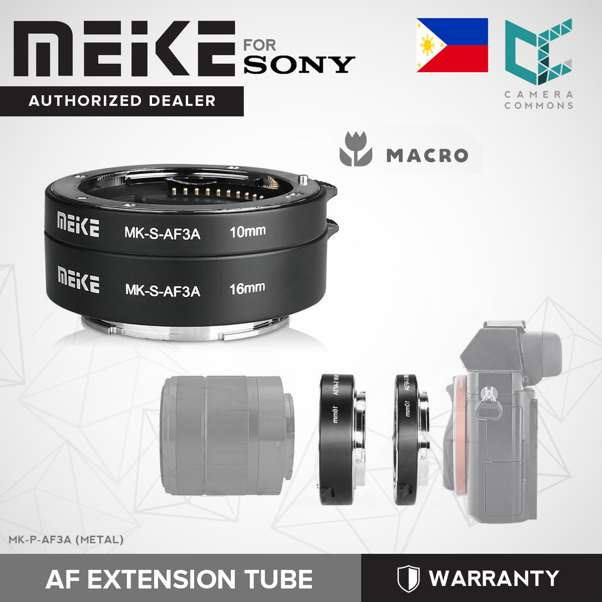 MEIKE MK-S-AF3A Metal AF Macro Extension Tube for Sony Mirrorless (Metal)