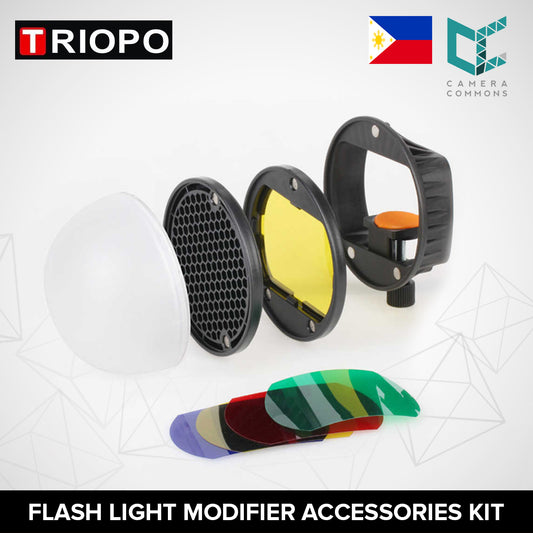 Triopo Flash Modifier Accessory Kit with Magnetic Mount Adapter + Diffuser Ball + Color Gel Filters