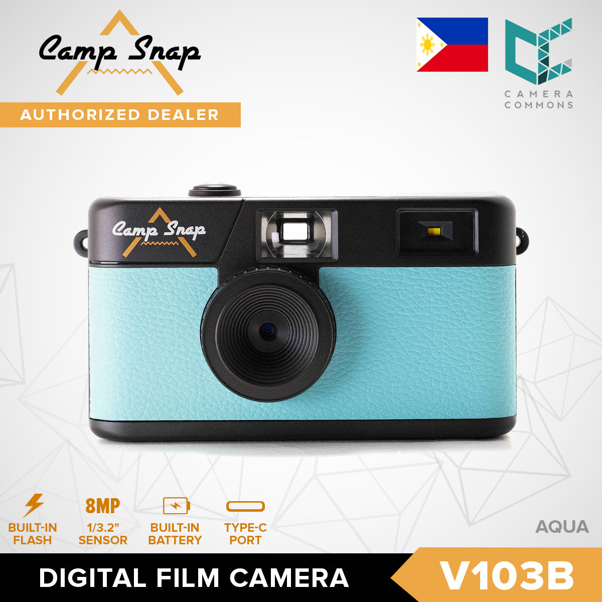 Camp Snap V103B / V105 Digital Film Camera 8MP Point and Shoot Vintage Photo Retro Screen Free with Flash Type C