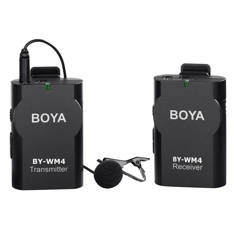 BOYA BY-WM4 2.4GHz Wireless Lavalier Lapel Mic, Omnidirectional Microphone System Audio Recording with Easy Clip On, 3.5mm Plug for Canon Nikon Sony DSLR Camera, Camcorder, iPhone Android - Camera Commons PH