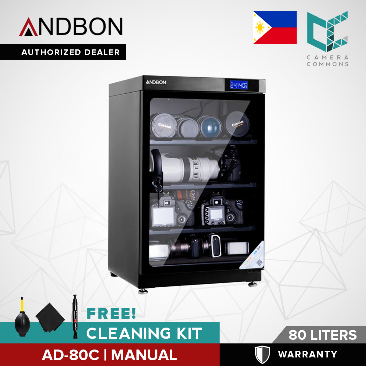 Andbon AD-80C Dry Box Electronic Digital Control Cabinet Storage for Camera Lenses AD80C