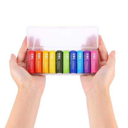 EBL Multi Color 10 Pack 1.2V AA Size 2500mAh Rechargeable battery - Ni-MH NiMH Multicolor 10 pc Batteries Camera Commons PH