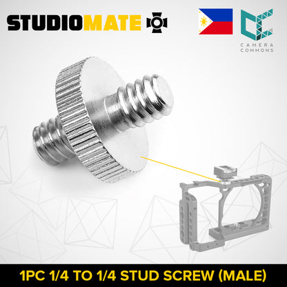 STUDIOMATE 1/4 to 1/4 and 1/4 to 3/8 Stud Screw Male for Photography Videography Accessories